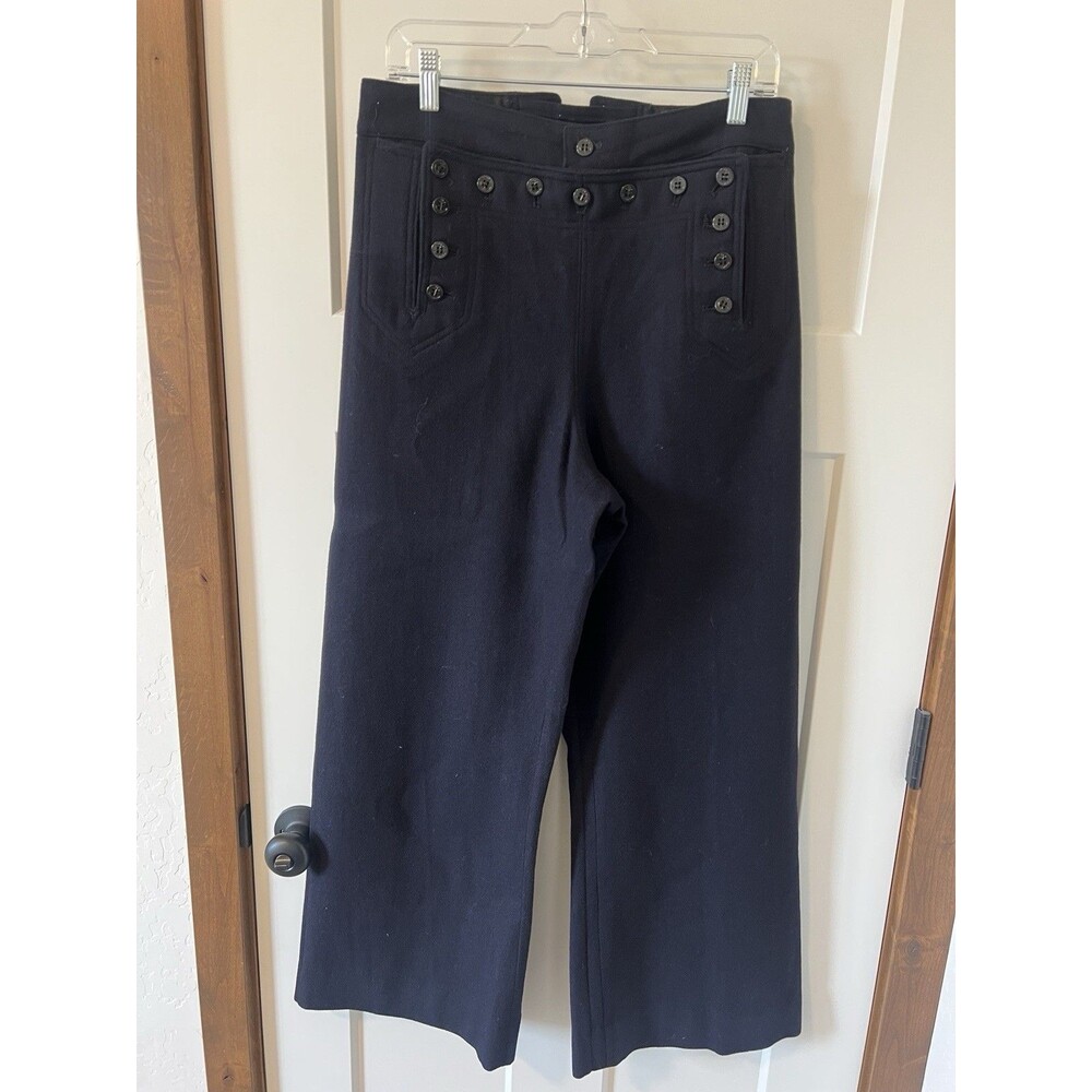 Vintage 1965 US Navy Wool Sailor Pants Vietnam 32R Button Flap Wide Leg USN